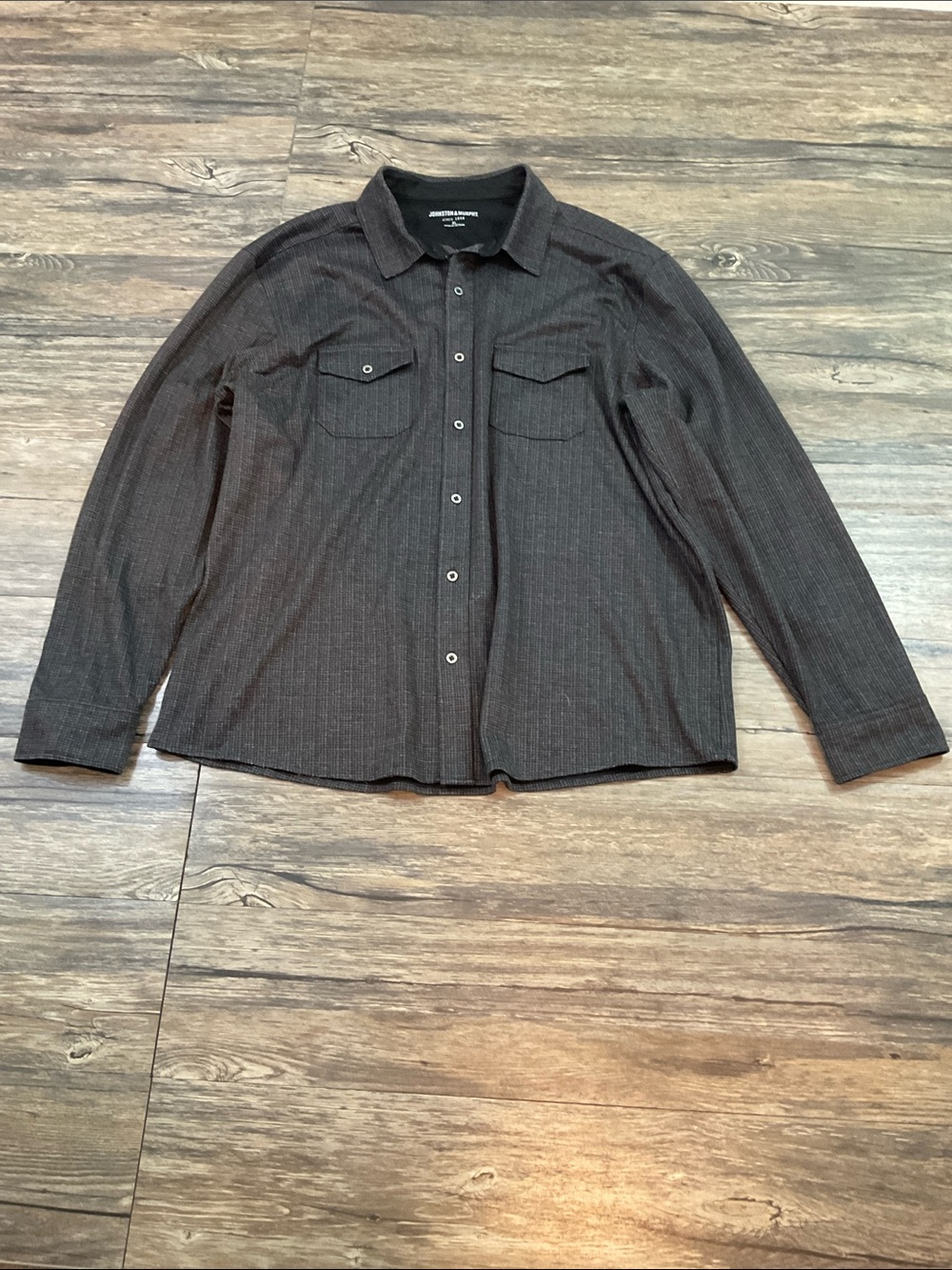 Johnston & Murphy Plaid Charcoal Men’s Shirt Sz XL